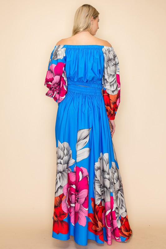“Royal Bloom Maxi Skirt Set”