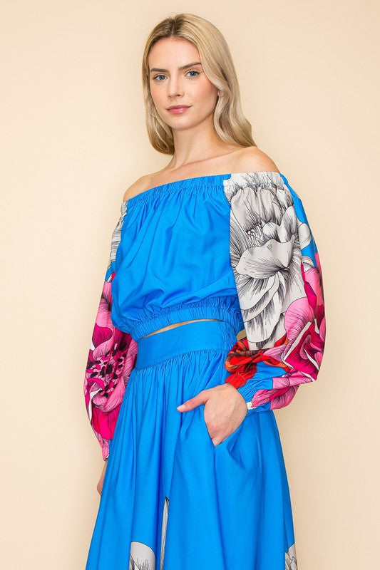 “Royal Bloom Maxi Skirt Set”