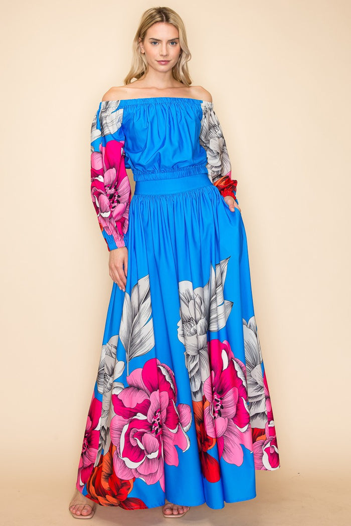 “Royal Bloom Maxi Skirt Set”