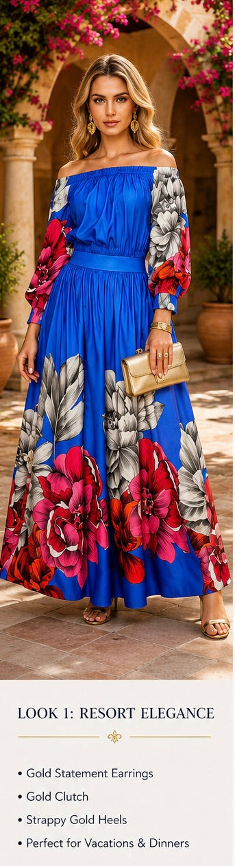 “Royal Bloom Maxi Skirt Set”