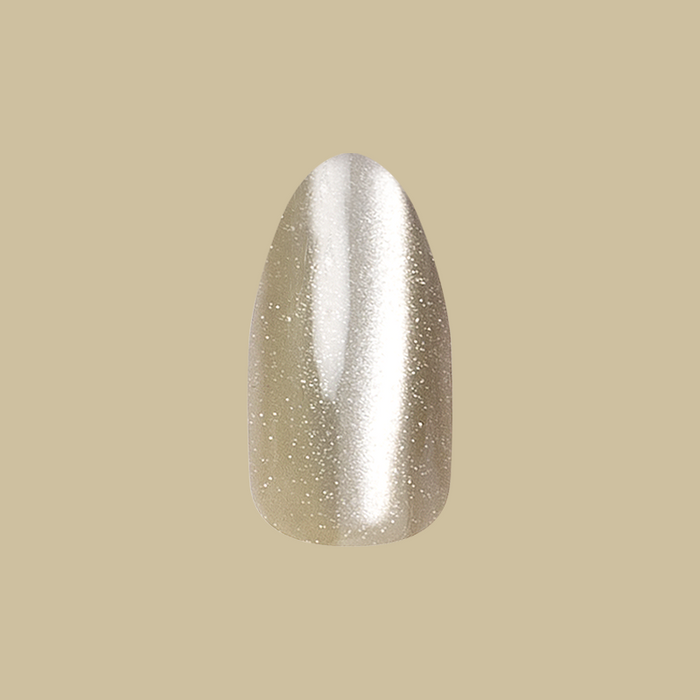 Sage Velvet - Press-On | Medium | Almond false nail in sage green with shimmery velvet finish for an easy at home mani