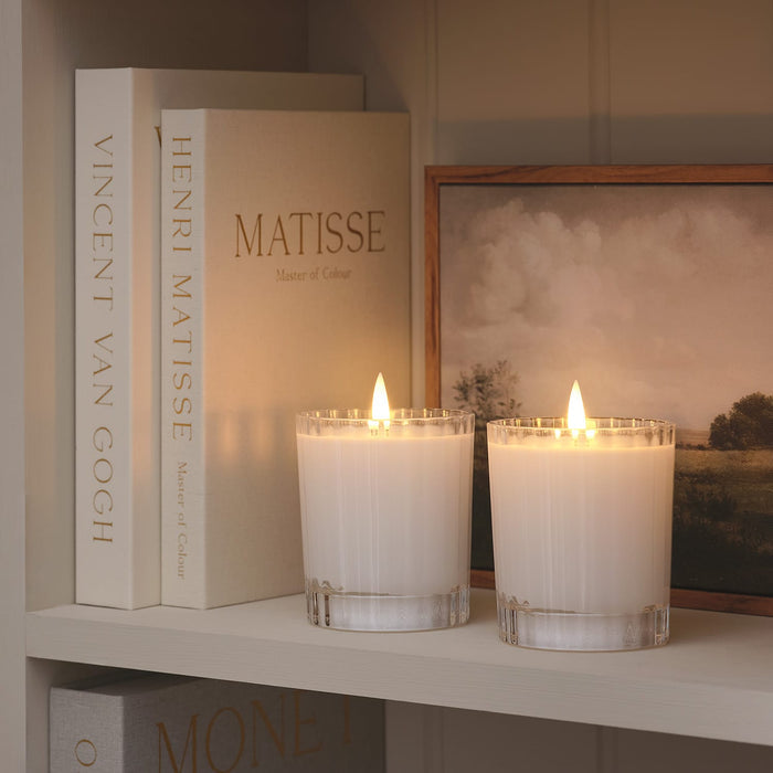 Set of 2 TruGlow® White LED Fluted Glass Candles with Remote Control