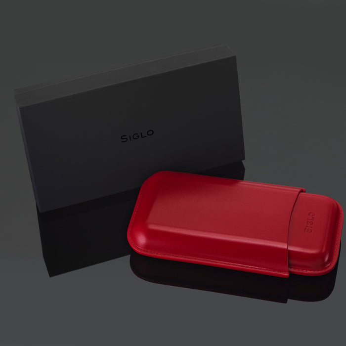 Siglo Vibrant Red Leather Cigar Case (3 Cigars)