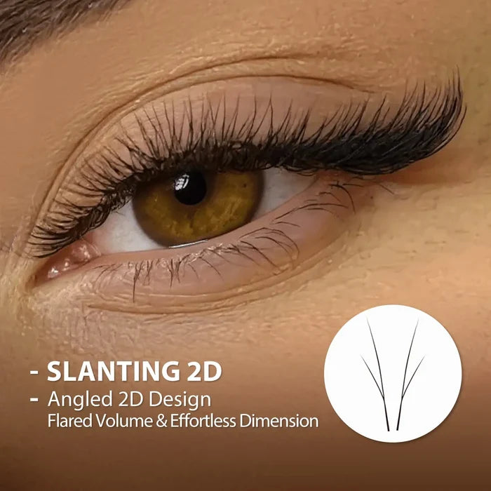 Slanting 2D Pre-Made Volume Lash Extensions 0.07mm — 8-15mm Mixed Tray| Swaniya Lashes