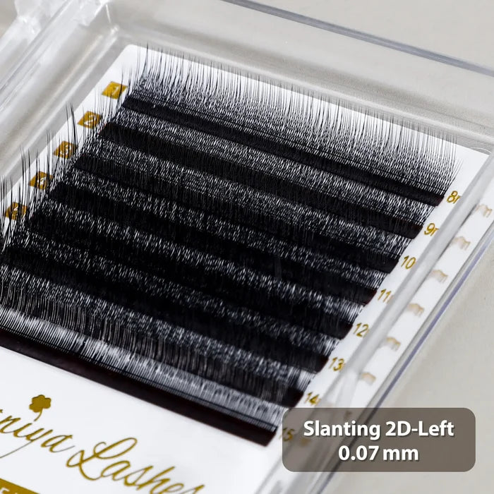 Slanting 2D Pre-Made Volume Lash Extensions 0.07mm — 8-15mm Mixed Tray| Swaniya Lashes