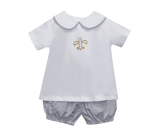 Southern Saturday Fleur de Lis Knit Boys Bloomer Set