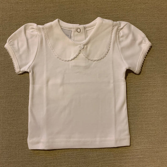 Squiggles SS White Knit Blouse w/Picot edge