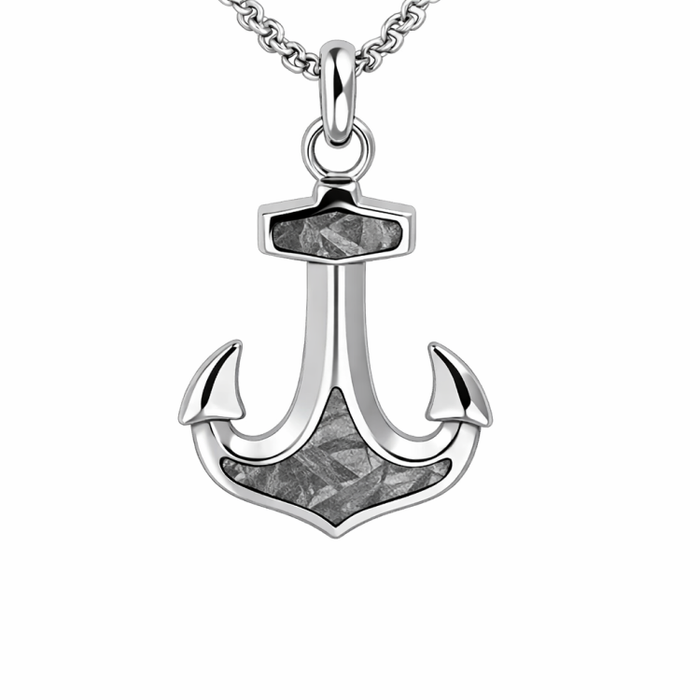Stainless Steel Gibeon Meteorite Anchor Pendant With Chain