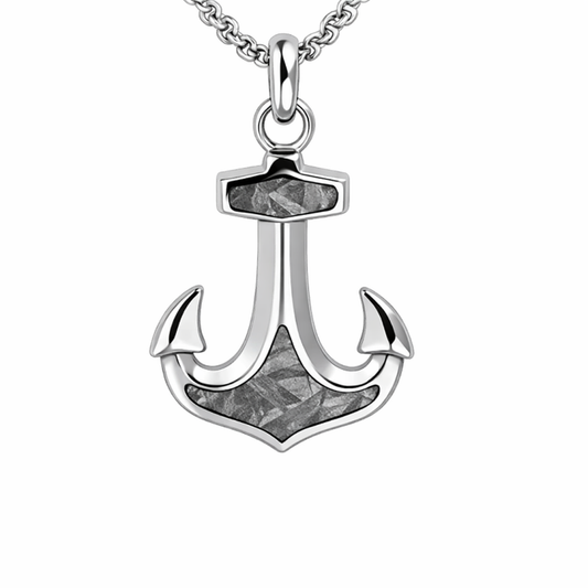 Stainless Steel Gibeon Meteorite Anchor Pendant With Chain