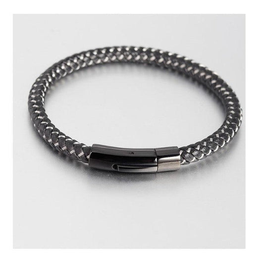 Stainless Steel Woven BraceletGenuine Braided Black Leather Bracelet with Silver Stitching and Stainless Steel Clasp
This genuine braided black leather bracelet with silver stitching offers a slemetal braceletsT.M.JTheodore Men's JewelryStainless Steel Woven Bracelet
