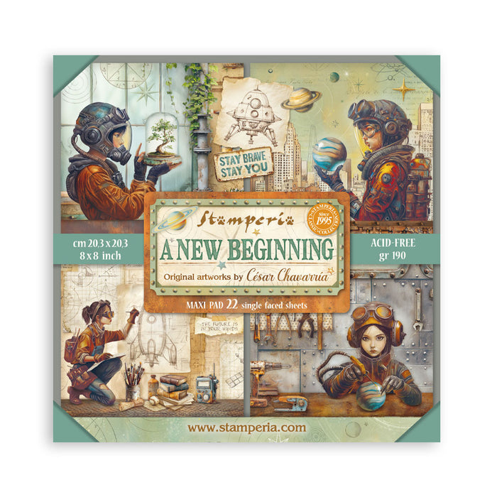 Stamperia - 8X8 Maxi Paper Pad - A New Beginning. Includes 22 sheets. Available at Embellish Away located in Bowmanville Ontario Canada.