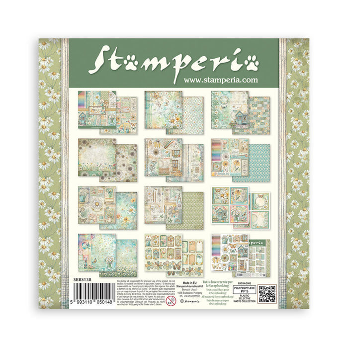 Stamperia - 8X8 Paper Pad - Daisy Art. 10 sheets. Available at Embellish Away located in Bowmanville Ontario Canada.