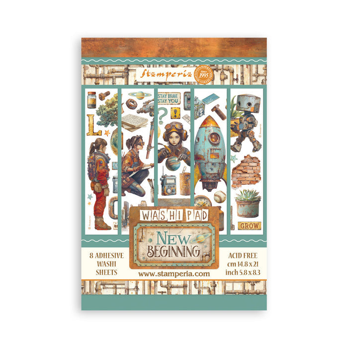 Stamperia - A5 Washi Pad - A New Beginning. Includes 8 Sheets. Available at Embellish Away located in Bowmanville Ontario Canada.