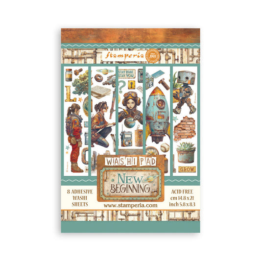 Stamperia - A5 Washi Pad - A New Beginning. Includes 8 Sheets. Available at Embellish Away located in Bowmanville Ontario Canada.