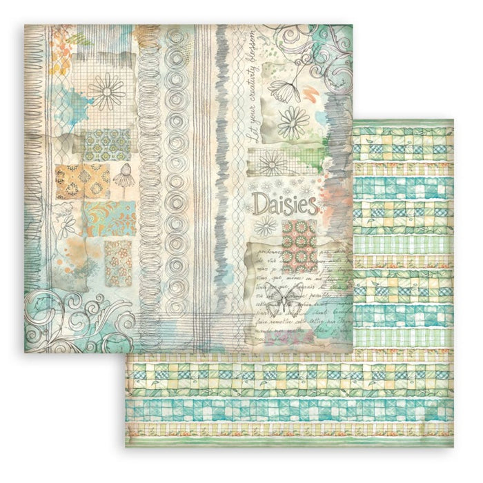 Stamperia - Backgrounds Double-Sided Paper Pad 12"X12" - 10/Pkg - Daisy Art. Available at embellish Away located in Bowmanville Ontario Canada.