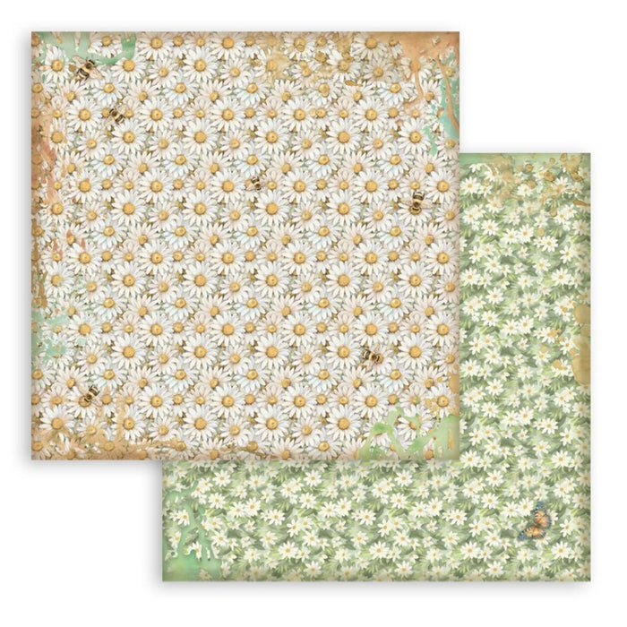 Stamperia - Backgrounds Double-Sided Paper Pad 12"X12" - 10/Pkg - Daisy Art. Available at embellish Away located in Bowmanville Ontario Canada.