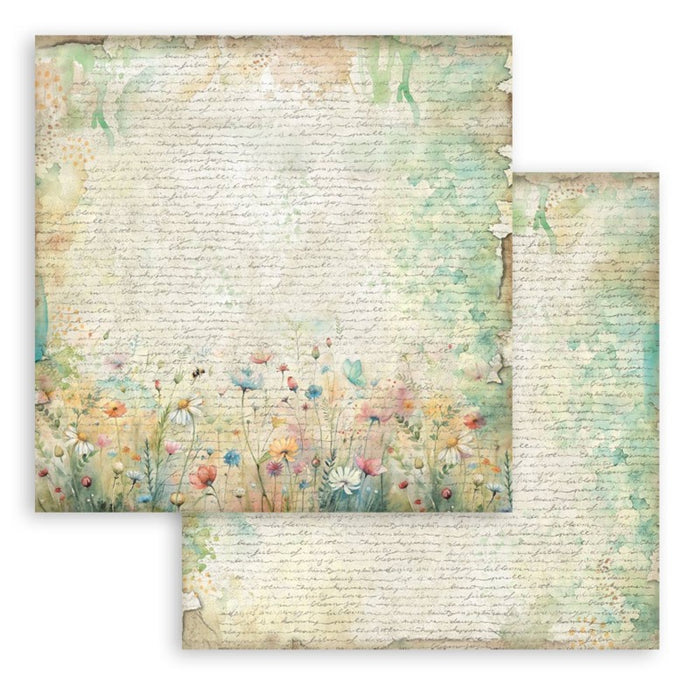 Stamperia - Backgrounds Double-Sided Paper Pad 12"X12" - 10/Pkg - Daisy Art. Available at embellish Away located in Bowmanville Ontario Canada.