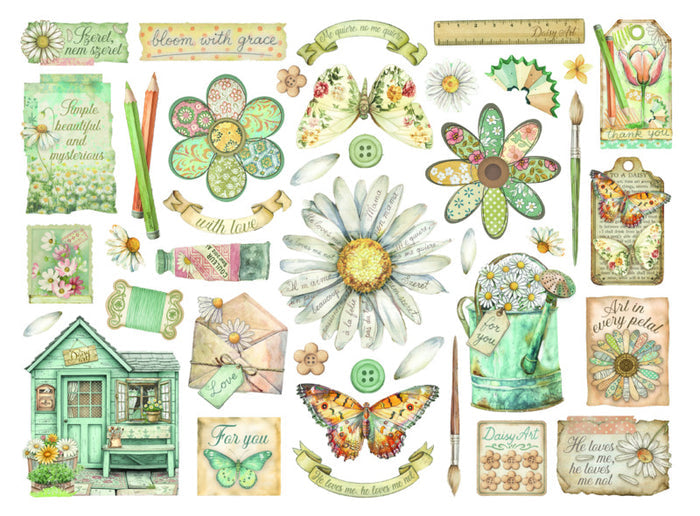 Stamperia - Die Cuts - Daisy Art. Available at Embellish Away located in Bowmanville Ontario Canada.