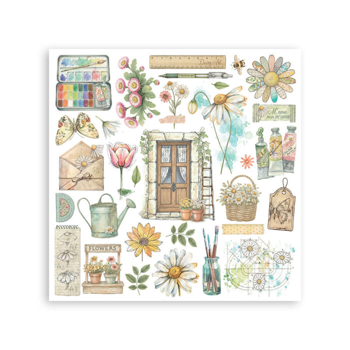Stamperia - Rub-on Kit - Daisy Art. Available at Embellish Away located in Bowmanville Ontario Canada.