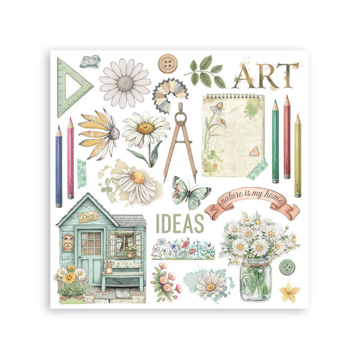 Stamperia - Rub-on Kit - Daisy Art. Available at Embellish Away located in Bowmanville Ontario Canada.