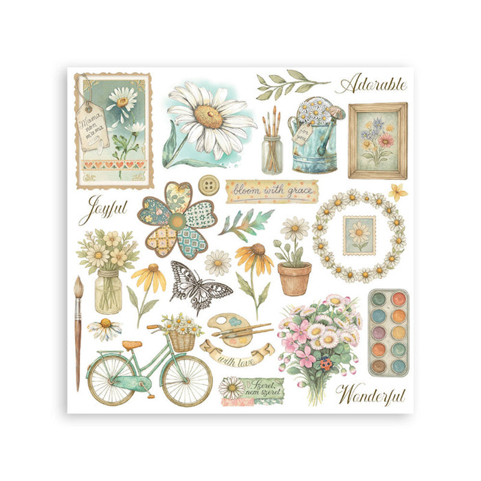 Stamperia - Rub-on Kit - Daisy Art. Available at Embellish Away located in Bowmanville Ontario Canada.
