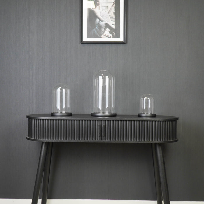 Stolp - Glas/Hout - Zwart - 17x17x32cm