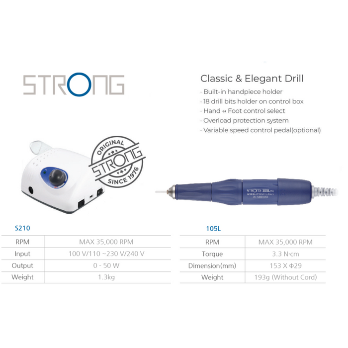 STRONG E-File 210/105L 35,000 RPM SET(3/32″)-E-files-Saeshin-Gel Essentialz