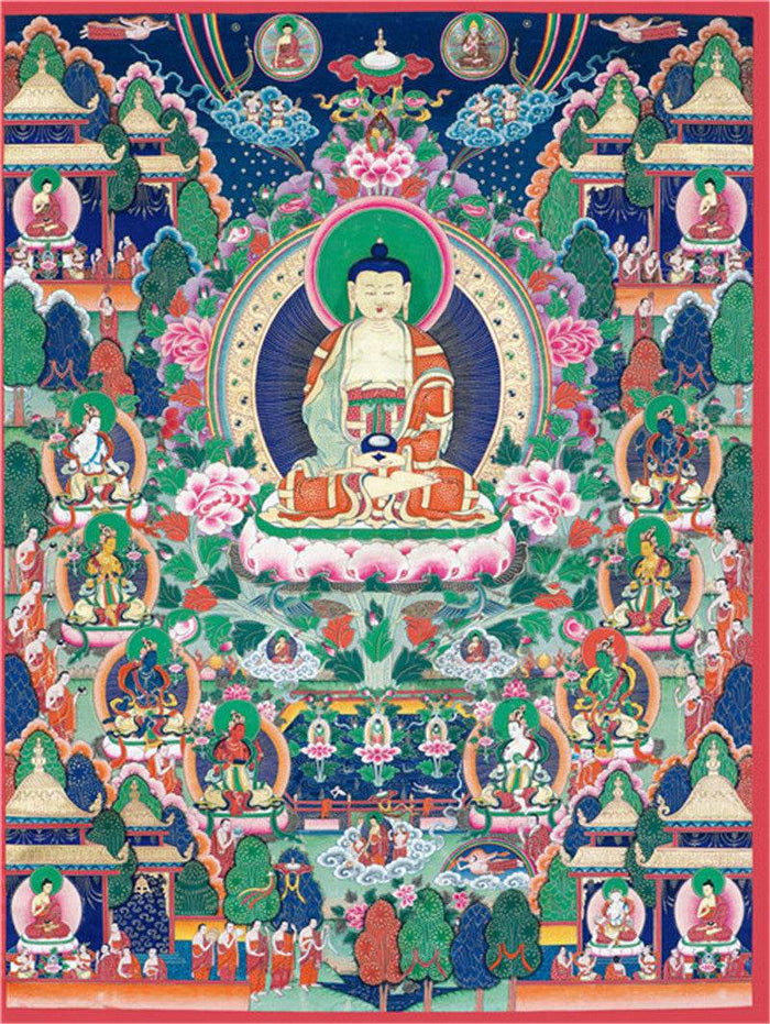 Sukhavati - Pure Land Image - Tibetan thangka painting, front view
