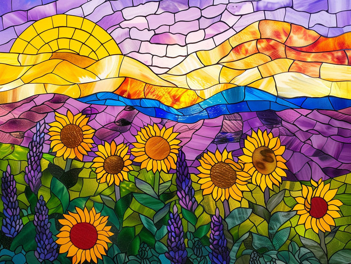 Sunflower and Lavender Field