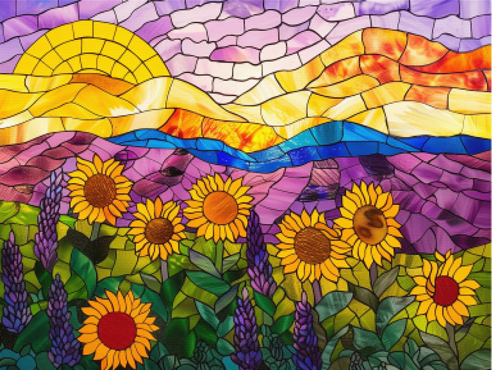 Sunflower and Lavender Field