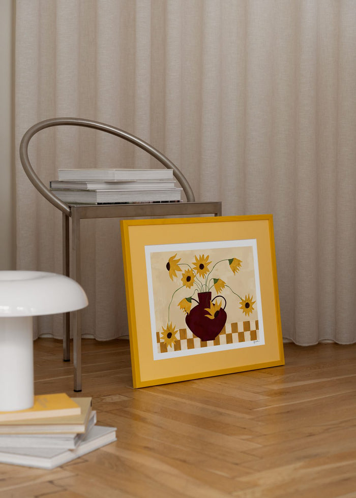 Sunflowers in Burgundy Vase by Frankie Penwill