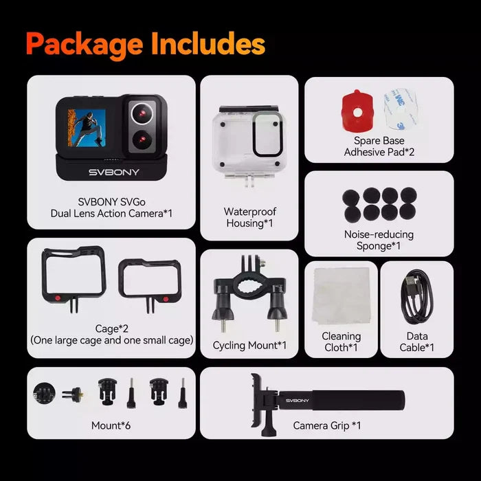 SVBONY SVGO Dual Lens Action Camera (W9319A-W9319B) Svbony