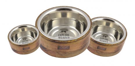 Tall Tails - Stainless Steel & Wood Bowl