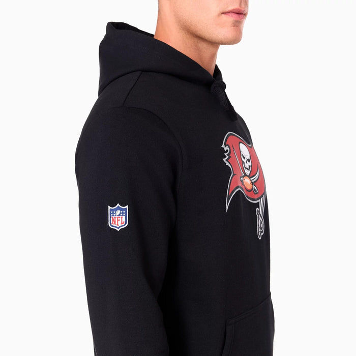 The Male model is wearing Tampa Bay Buccaneers NFL Black Pullover Hoodie 6