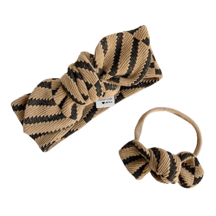 Tan & Black Chevron Textured Headbands