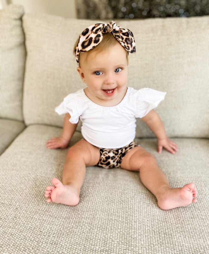 Tan Black Leopard Spot Bummies and/or Headband