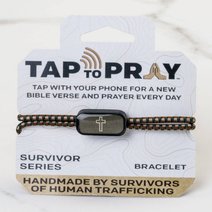 Tap To Pray® Survivor Series Tactical Bracelet: Onyx + Cross