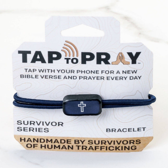 Tap To Pray® Survivor Series Tactical Bracelet: Onyx + Cross