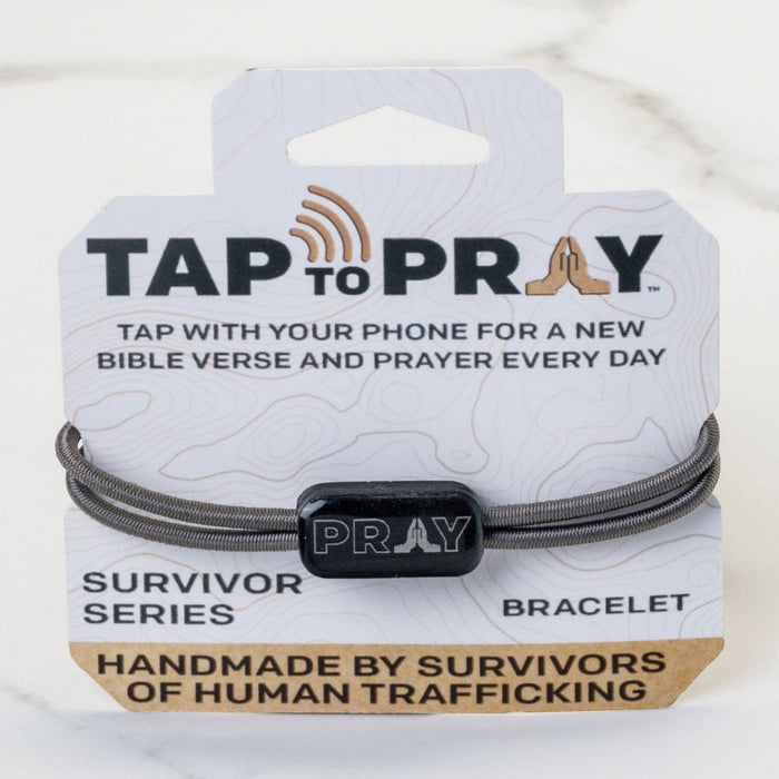Tap To Pray® Survivor Series Tactical Bracelet: Onyx + Cross