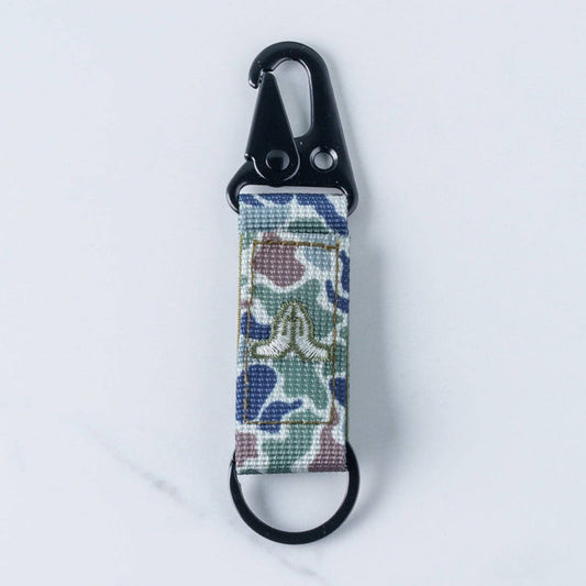 Tap To Pray® Tactical Carabiner Keychain: Moss Camo