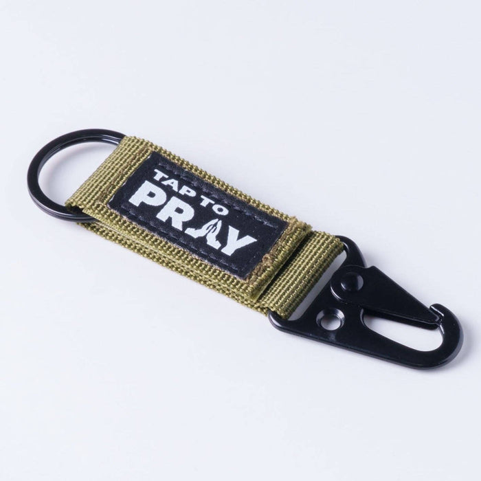 Tap To Pray® Tactical Carabiner Keychain: Moss Camo