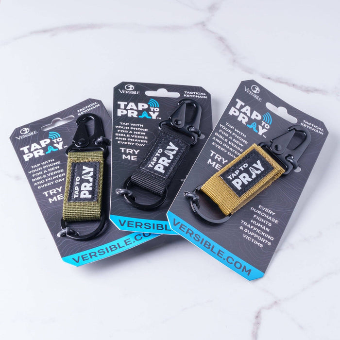 Tap To Pray® Tactical Carabiner Keychain: Moss Camo