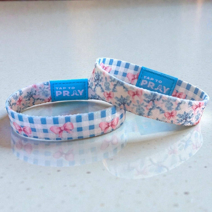 Tap To Pray® Wristband – Blue Belle: Medium