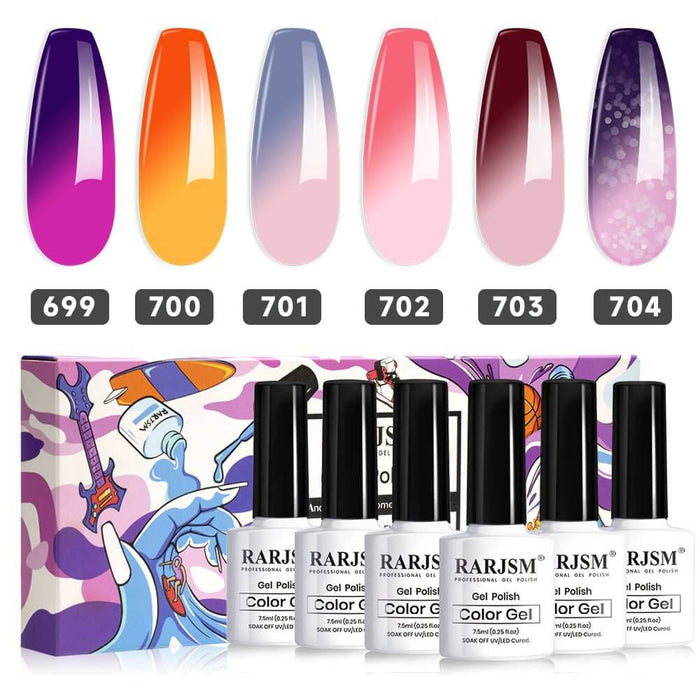 RARJSM ® Color changing gel nail polish 6 Colors Set 7.5ml