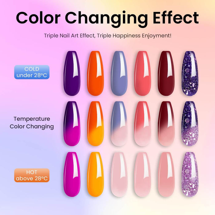 RARJSM ® Color changing gel nail polish 6 Colors Set 7.5ml