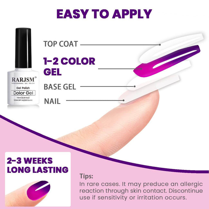 RARJSM ® Color changing gel nail polish 6 Colors Set 7.5ml