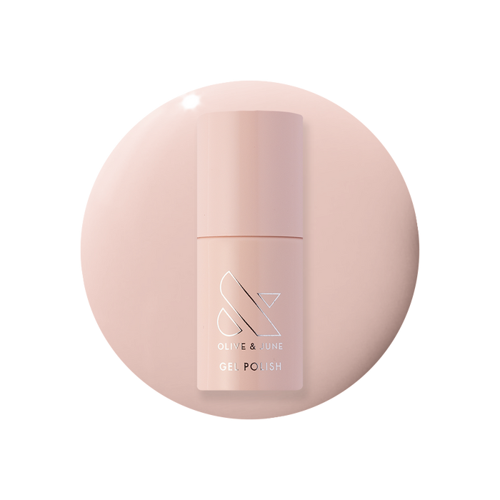 Soap Nails Gel System gel polish bottle on soft pink circular background for long-lasting at-home mani