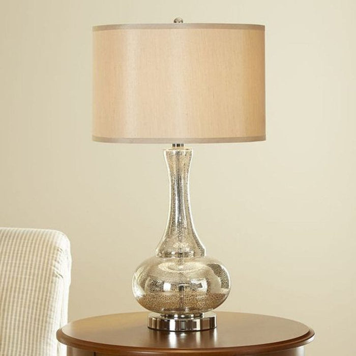 The Silver Arc (Glass, Fabric) Table Lamp