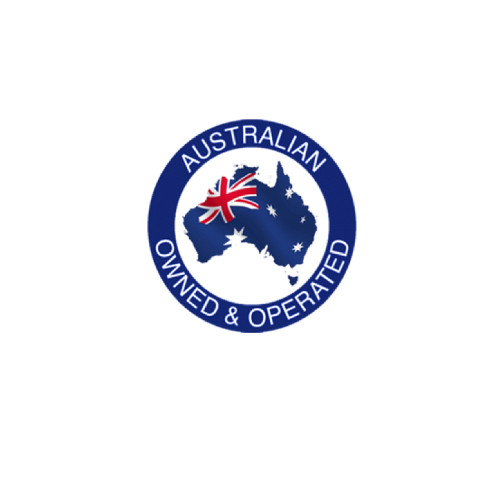 Australian owned and operated logo with flag.