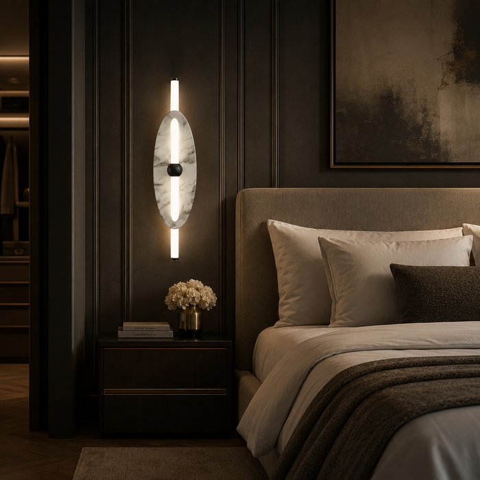 Transitional White Marble Modern Wall Sconce